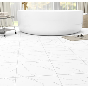 20 Pack Cover 20 Sq.Ft Peel and Stick Floor Tiles, 12” x 12” Self Adhesive Vinyl Flooring Easy DIY Installation for Kitchen, Living Room, Laundry, RV, Matte White Vein Marble