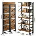 Kogven Folding Bookshelf, 2-in-1 Convertible Design, Multifunctional Plant Stand Storage Rack Shelves for Home Office, Easy Assembly, 5-Tier,Rustic Brown