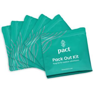 PACT Pack Out Kit - Camping Poop Kit Includes Wet Wipes, Smell Proof Disposal Bags, Hand Wipes, Poop Powder for Odor and Human Waste Bags for Camping and Backpacking