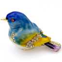 JWT Astyle Blue Mountain Bird Hinged Trinket Box with Crystal Stones .Animal Jewelry Box.Necklace Rings Earrings Storage.Bird Figurines Home Decor,Collectible Trinket Boxes Gift ., Blue Yellow