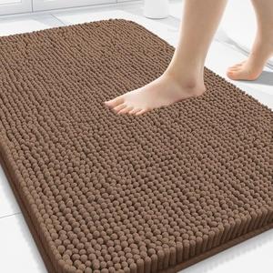 Arotive Bathroom Rugs 30x20, Extra Soft Absorbent Shaggy Chenille Bath Rugs, Machine Washable Rubber Backing Non-Slip Bath Mats for Bathroom Floor Tub and Shower, Home Decor Accessories, Mocha