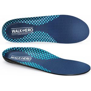 Walkhero Plantar Fasciitis Pain Relief Insoles High Arch Support Orthotic Shoes Inserts, Relieve Flat Feet and Foot Fatigue (Mens 11-11 1/2 | Womens 13-13 1/2, Blue Gray)