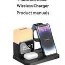 6in1 Wireless Charging Station, Charger Stand for Apple Multiple Devices, for iPhone 17 16 15 14 13 12 Pro Max Watch Airpods, Wireless Charger iPhone Charging Station with Night Light/Alarm Clock