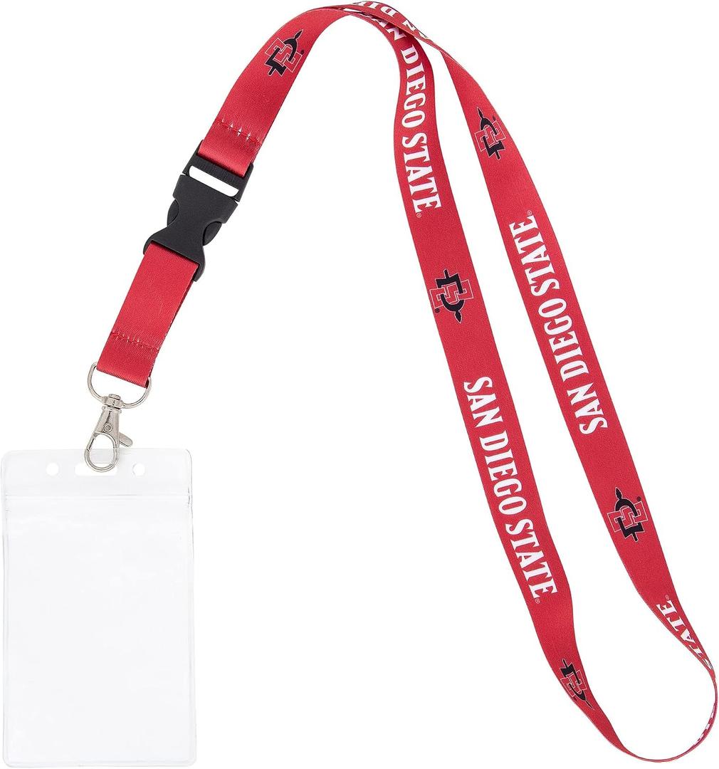 Desert Cactus San Diego State University SDSU Aztecs Car Keys College ID Badge Holder Lanyard Keychain Detachable Breakaway Snap Buckle (w/Pouch Red)