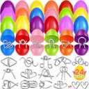 Shemira 24 Pack Easter Eggs Filled with Metal Brain Teaser Puzzle Toy for Easter Egg Hunt, Filled Easter Eggs For Teens, Easters' Goodie Bag Stuffers, Easters' Party Favors Basket Essentials,