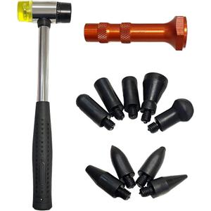 10Pcs Dent Repair Tool Kits inclued Rubber Hammer and 9 Pcs Heads Tap Down Tools, Paintless Dent Removal Tools Kits for Auto Body DIY Dent Fix