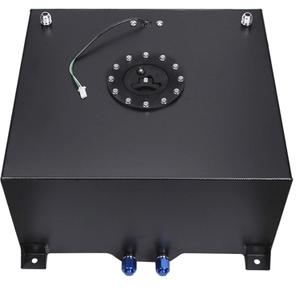Universal 10 Gallon 40L Fuel Cell Tank with Cap and Level Sender Polished Aluminum Black