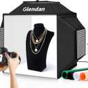 Glendan Upgrade Professional Portable Photo Studio Light Box with 1222 LED Lights, 20"x20" Soft Box, 4 Color PVC Backdrops for Jewelry and Product Photography
