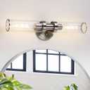 Bathroom Light Fixtures Over Mirror, 18 inch Elegant 2 Light Modern Industrial Wall Sconces Vanity Lights, Clear Glass & Brushed Nickel Finish Perfect for Bathroom Hallway (Bulb Exclude) (18" Brushed Nickel)