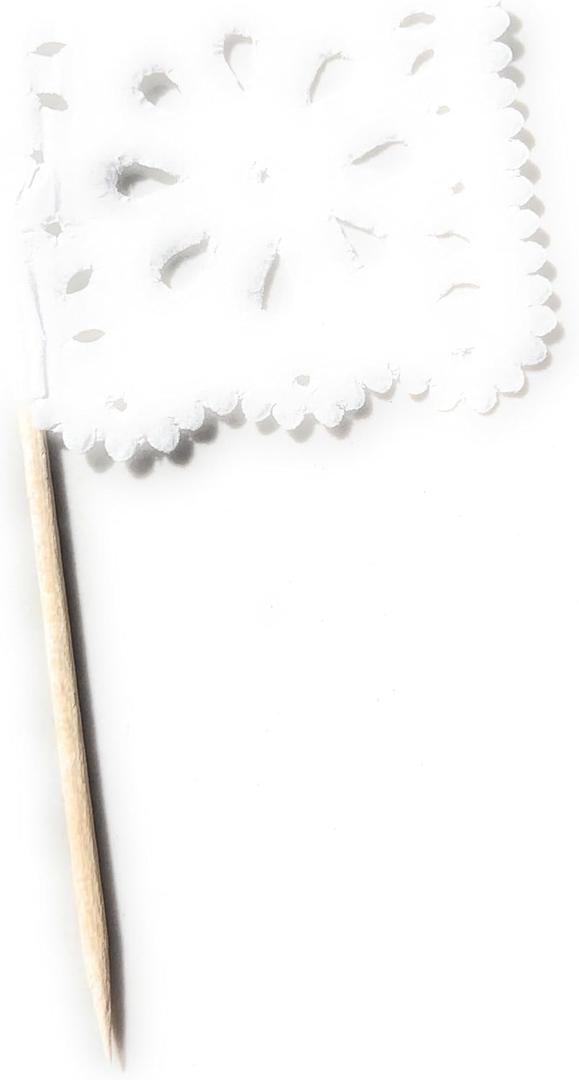 Grahmart Set of 24 Pcs Mini Mexican Paper Papel Picado Tissue Banner Flags Banderita s Fiesta Party Decorations Cupcake Topper Party Banderines Flower Design (white)