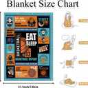 Basketball Throw Blanket 60 x 50 Soft Flannel Fleece Sports Room Decor for Boys & Girls, Teen Collage Poster Style, Cozy Couch/Bed Throw, Machine Washable Gift for Basketball Fans