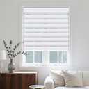 Grandekor Jacquard-White Cordless Zebra Blinds for Windows, 46" W x 64" H