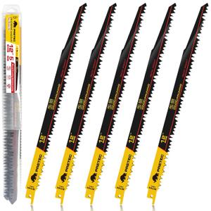 Wood Pruning Reciprocating Saw Blades, 12 Inch Pruning Blades for Reciprocating Saw, High Carbon Steel Reciprocal Saw Blades for Tree Trimming, Wood Cutting with Organizer Case, (5 Pack/5TPI)