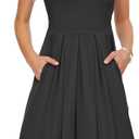 AUSELILY Women's Sleeveless Dresses for Women 2025 Pleated Loose Swing Knee Length Dress with Pockets (Black, XXL)