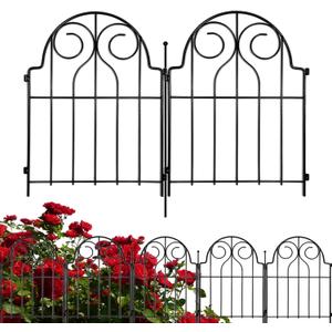 Samamixx Decorative Garden Fence, 19 Panels No Dig Metal Fencing 21ft(L)  22in(H) Animal Barrier Border for Dog, Landscape Edging with No-Dig Stakes for Yard Lawn Patio Flower Beds Outdoor