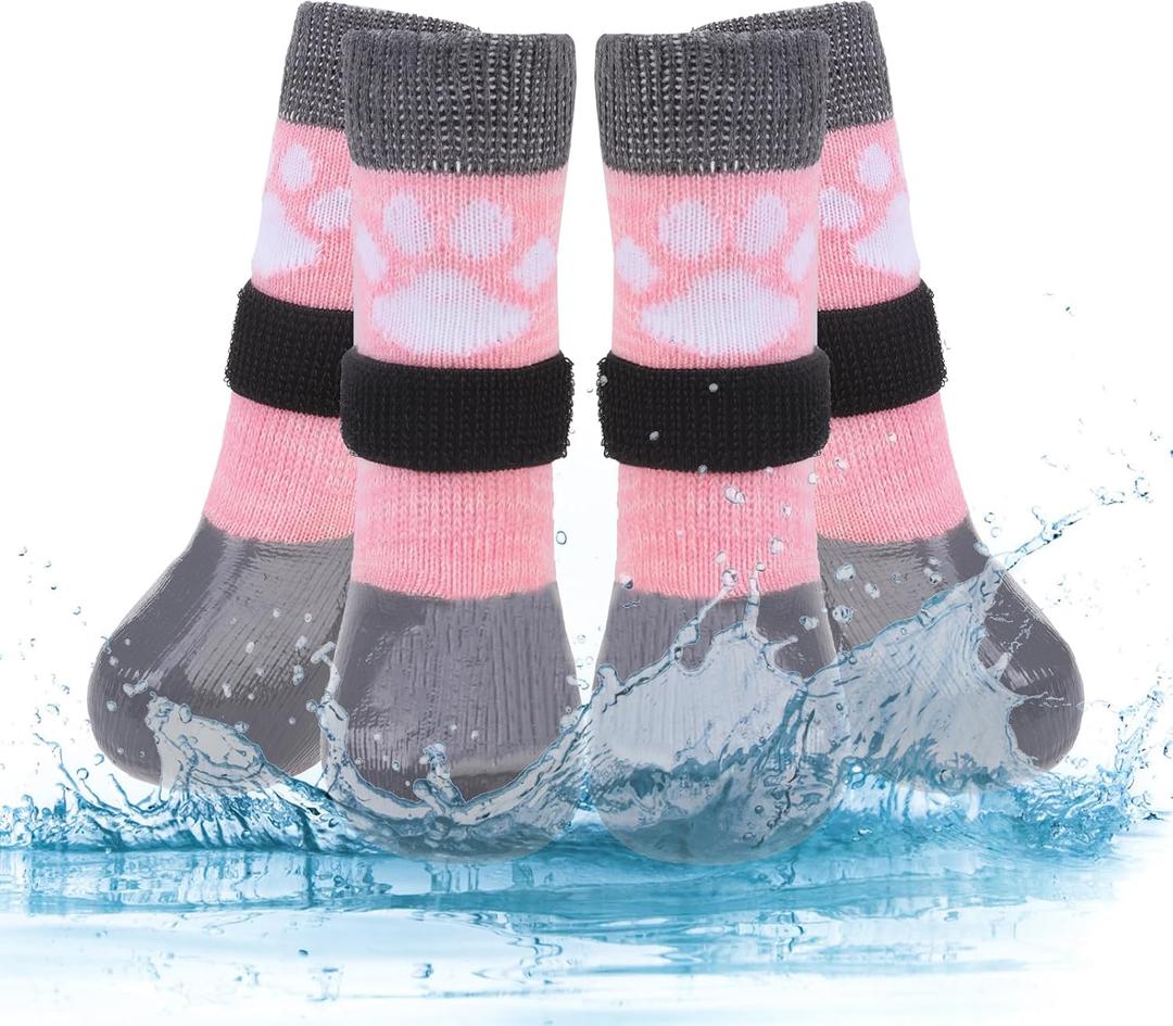 KOOLTAIL Non Slip Dog Socks to Prevent Licking Paws for Hardwood Floors, Dog Boots Shoes for Hot/Cold Pavement with Grippers Traction Control, Waterproof Paw Protector for Small Medium Large Dogs, L