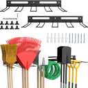 Garage Wall-Mounted Rack, Tool Storage Rack, Garden Tool Rack, Hanging Storage Rack for Yard Tools, Shed Shelf (2-Pack)