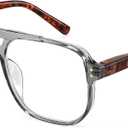 FEISEDY Retro Aviator Reading Glasses Women Men Blue Light Blocking Reader Plastic Lightweight Frame B0071 (Transparent Grey Frame)