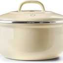 BK Indigo Dutch Heritage Round German Enameled Casserole with Lid with PFAS-Free Ceramic Non-Stick Coating, 26 cm/5.2 Liter, Induction, Dishwasher Safe, Oven Safe, Cream