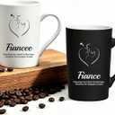 Fiancee and Fiance Couple Coffee Mugs Set – 14oz Ceramic Engagement Gift for Bride & Groom to Be, Matching His and Her Cups for Wedding Announcement, Bridal Shower, Engagement Party