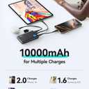 INIU Portable Charger, Ultra Slim 45W Fast Charging with Attached USB C Cable, 10000mAh Power Bank Battery Pack, Travel Essential Phone Powerbank for iPhone 17 16 Samsung S25 Google, Beige