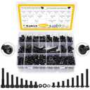 Kadrick Metric Screws Assortment,600 Pcs M6 Screws Nuts Washers Assortment M6x8MM-40MM, Hex Socket Button & Cap Head M6 Machine Bolts Kit, 12.9 & 10.9 Grade Alloy Steel Black