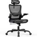 Marsail Ergonomic Mesh Office Chair High Back Home Office Desk Chair with Adaptive Lumbar Support, 2D Headrest, 3D Flip-Up Armrests, Height Adjustable and Rocking Tilt for Home Office and Gaming