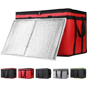 CIVJET Insulated Food Delivery Bag with Hard Bottom, XXX-Large Insulated Reusable Grocery Cooler/Hot Bags, Tote Bag for Shopping/Travel, Red, 1-Pack
