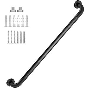 36 Inch Shower Grab Bar 1.25" Dia, Black Anti Slip Bathroom Grab Bar, 304 Stainless Steel Knurled Handicap Grab Bars, Safety Support Handrail, Assist Bath Shower Handle for Elderly Injury Senior