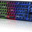 Wireless LED Keyboard, Rechargeable 87 Key RGB LED Backlit Wireless Keyboard, Ergonomic Light up Gaming Keyboard Wireless compatibility with PC PS4 PS5 Xbox One Laptop, Teclado inalmbrico, Black