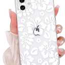 Lovmooful Compatible for iPhone 11 Case Cute Clear Hibiscus Flower Floral Aesthetic Printed Design for Girls Women Soft TPU Shockproof Protective Girly for iPhone 11-White