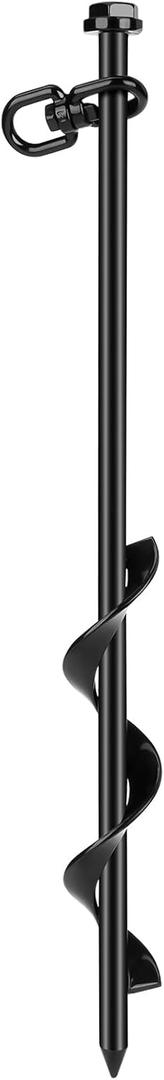 Ground Anchors (1pcs) Easy to Use 10mm Diameter, Heavy Duty Anchor Hook for Camping Tent, Canopies, Car Ports, Sheds, Swing Sets, Securing Animals  Black Powder Coated
