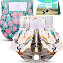 XPCARE Washable Female Dog Diapers, 2 Packs Reusable Doggie Diapers Absorbent Dog Diapers Female Leak-Proof Puppy Diapers Female Dogs for Heat Incontinence and Puppy Training (Medium)