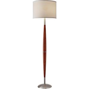 Adesso Hudson Floor Lamp - Adjustable Brightness, Perfect Lighting for Bedroom, Living Room and Corner Decor, Maple Eucalyptus Wood & Satin Steel Accents, Soft/White Lampshade