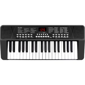M SANMERSEN Piano Keyboard for Beginners, 37 Keys Built-in 1200mA Rechargeable Battery Electronic Piano Keyboard Portable Music Piano Keyboard with Mic LED Screen Teaching Gift for Beginners, Black