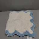 Luxury Small Cute Bathroom Rugs, White Bath Mat W/Blue Scalloped Edge, Microfiber Aesthetic Trendy Funky Fun Preppy Rug, Extra Soft Bathroom Mat Non-Slip for Tub, Shower, Bath Room 16'' x 26''