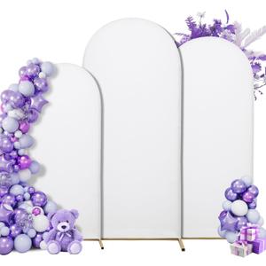 3-Piece Arch Cover Bundle  7.2FT, 6.6FT & 6FT Stretch Spandex Backdrop Set  Wedding, Birthday & Photo Booth Arch Covers for Every Event (white)
