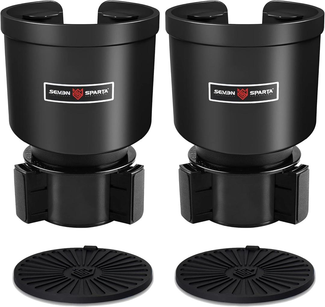 Upgraded Car Cup Holder Expander Adapter with Offset Adjustable Base, Compatible with Yeti 14/24/36/46oz Ramblers, Hydro Flasks 32/40oz, Other Large Bottles Mugs in 3.5"-4.0", 2 Pack (Large*2, Black)