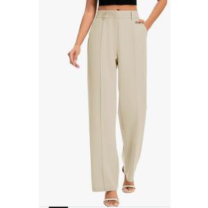 FUNYYZO Women Long Dress Pants High Waisted Work Pants Dressy Casual Elastic Waist Trousers Large