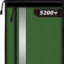 ROLOWAY Fireproof Document Bag (15.5 x 11.5 inch) with 2 Pockets and 5200 Aluminum Foil Layer, Fireproof Bag for Document Safe (Green)