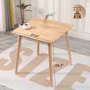 OGMILL 27.6" Small Square Dining Table for 2, Space-Saving Natural Kitchen Dinner Table Rustic Wood Mid Century Modern Table with Solid Wood Leg for Small Spaces