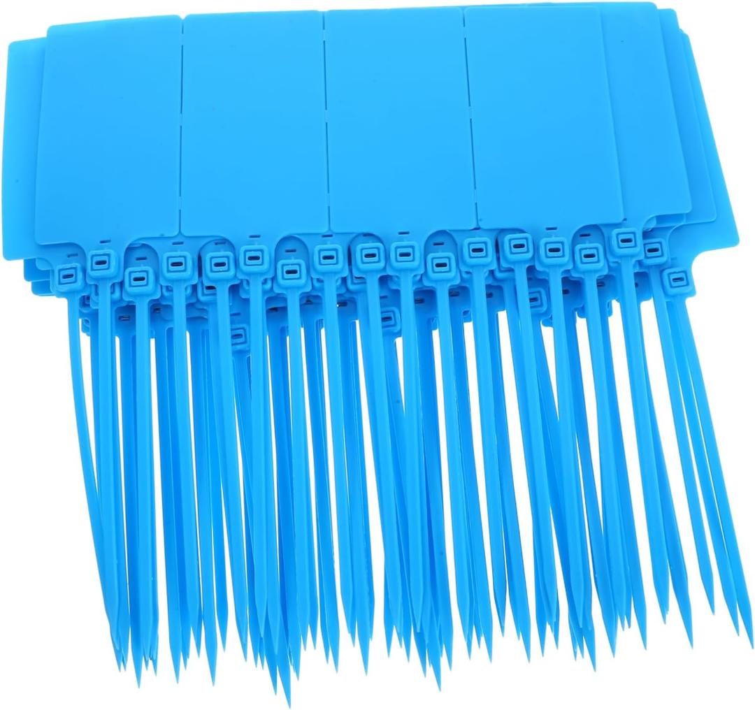 Mobestech 100pcs Plastic Luggage Tags for Shipping and Labeling Cable Labels Tags for Logistics and Warehousing Management (Blue)