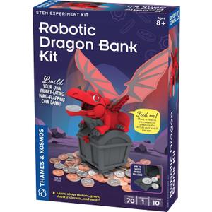 Thames & Kosmos Robotic Dragon Bank Kit | Hands-on STEM Construction Toy, Build a Mechanical Dragon Coin Bank, Explore Electric Circuits & Engineering, Educational Birthday Gift, Boys & Girls Ages 8+
