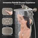Rain Shower Head with Handheld High Pressure rainfall Shower Heads with Handheld Spray Combo Adjustable one-piece stand daul shower head Built-in Magnetic Docking and Power Jets-Nickel