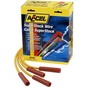 ACCEL 4040 Spark Plug Wire Set - 8mm - Yellow with Orange Straight Boots