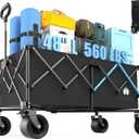 48" XL Collapsible Wagon Cart, 400L Heavy Duty Folding Wagon with 560 lbs Capacity, All-Terrain Wheels for Beach, Camping, Garden, Sports, Shopping