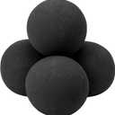 Skyflame 6 Inch Ceramic Fireplace Balls, Set of 4 Black Round Fire Stones Reusable Fire Pit Balls for Indoor and Outdoor Fire Pits or Fireplaces Accessory