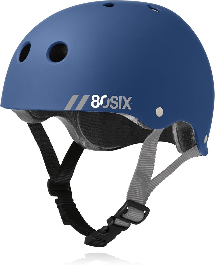 80SIX Triple Certified Multisport Helmet - Ideal for Bike, Scooter, Skateboard, Roller Skate and Inline Skate (5+ Junior/X-Small, Navy Matte)