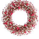 24 Inch Valentines Day Red and White Berries Wreath for Front Door, Heart Shape Shiny Berries Wreath for Home Decor, Wedding Red and White Wreaths for Indoor and Outdoor