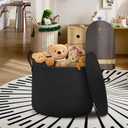 18" X 14" Large Black Basket with Lid, Cotton Rope Storage Basket for Blanket, Toy, Pillow, Towel, Living Room Bedroom Storage Bin, Wicker Woven All Black Organizing Bin with Cover